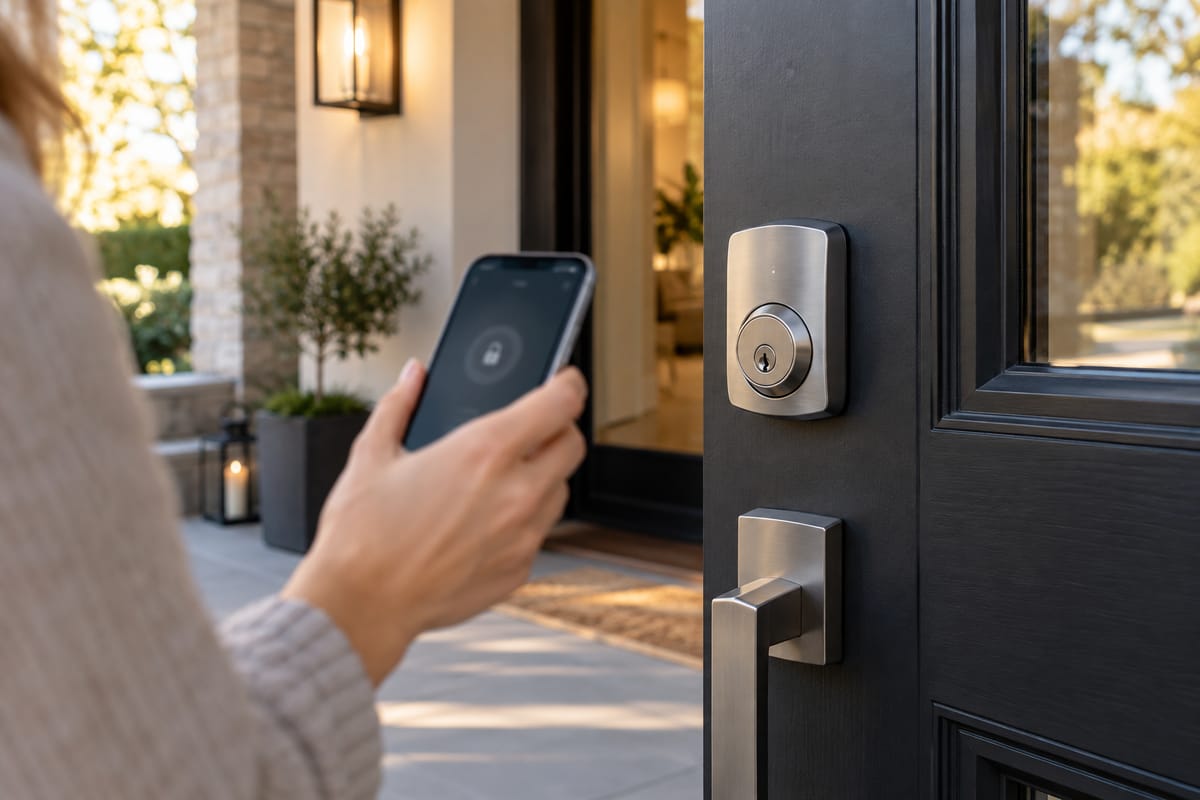 Smartphone control of a front door smart lock