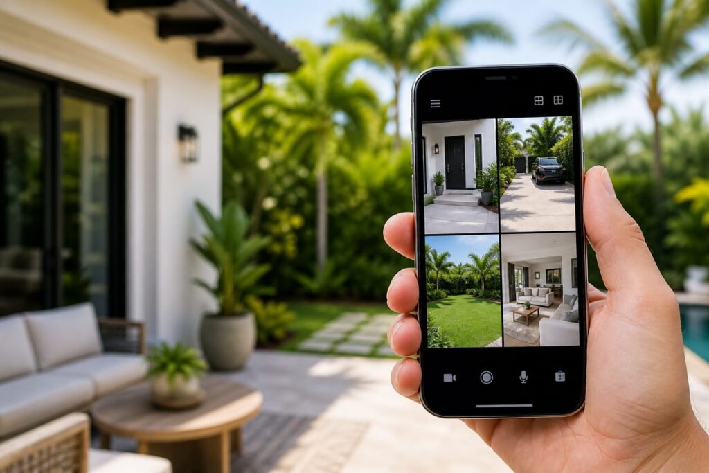 south-florida-mobile-camera-app-optimized Mobile app displaying residential security-camera views